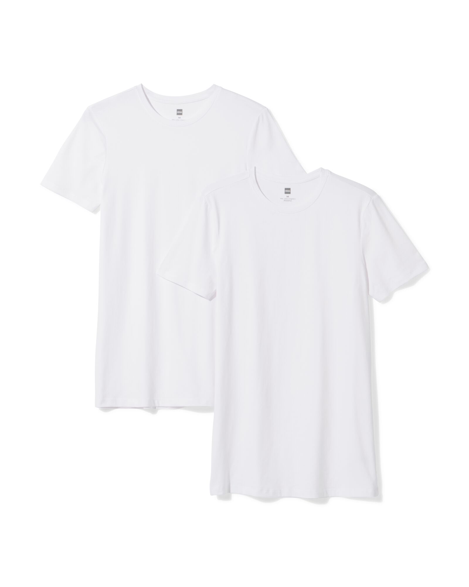heren T-shirts slimfit o-hals extra lang - 2 stuks wit wit - 34290580WHITE - HEMA