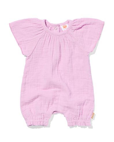 newborn jumpsuit mousseline paars 68 - 33488214 - HEMA
