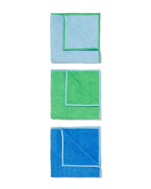 microvezeldoekjes 35x35 groen/blauw - 3 stuks - 20540045 - HEMA