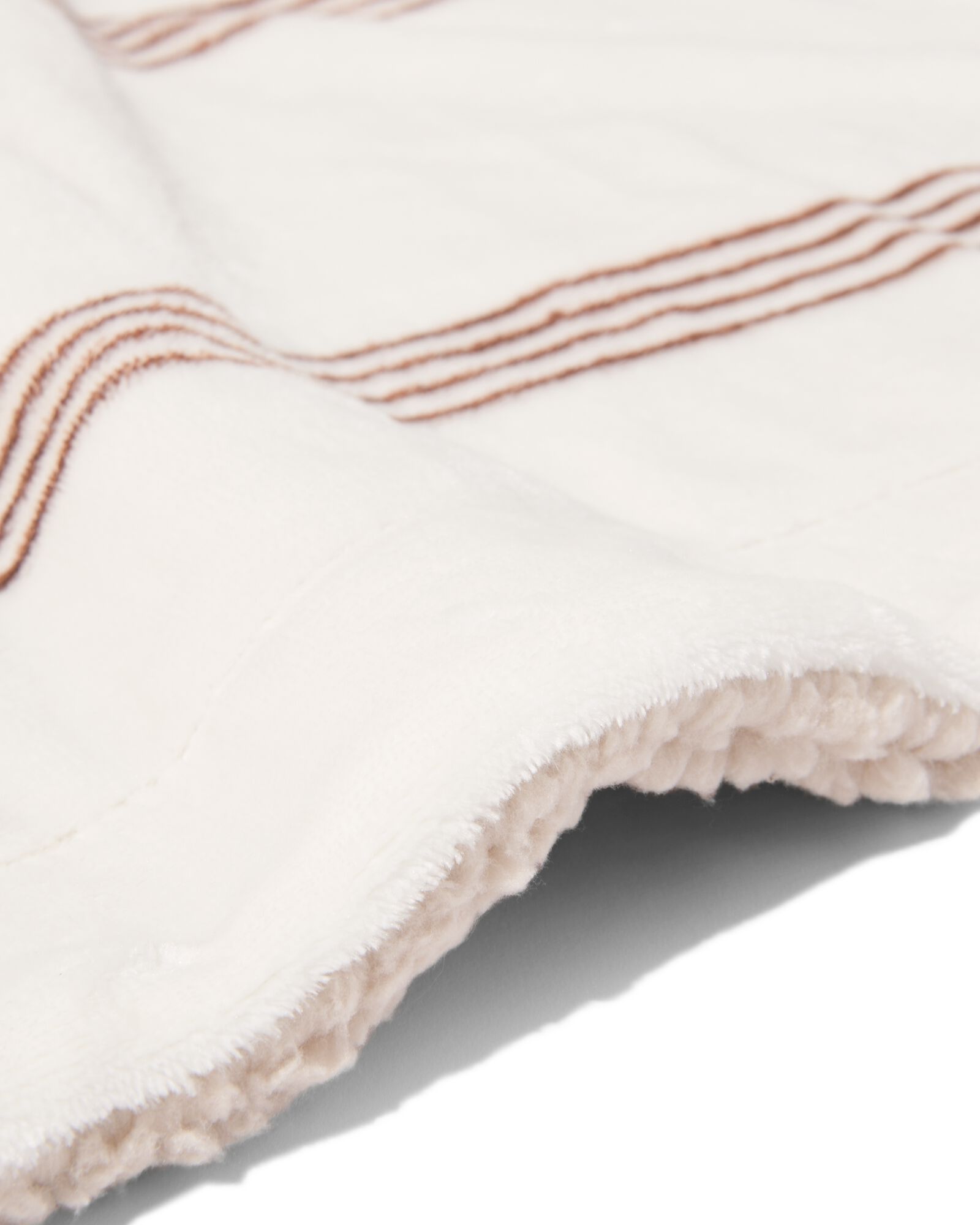 plaid 130x150cm sherpa rayures marron - 7325153 - HEMA