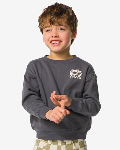 Kinderpullover aus Sweatstoff mit Skateboard dunkelgrau dunkelgrau - 30712403DARKGREY - HEMA