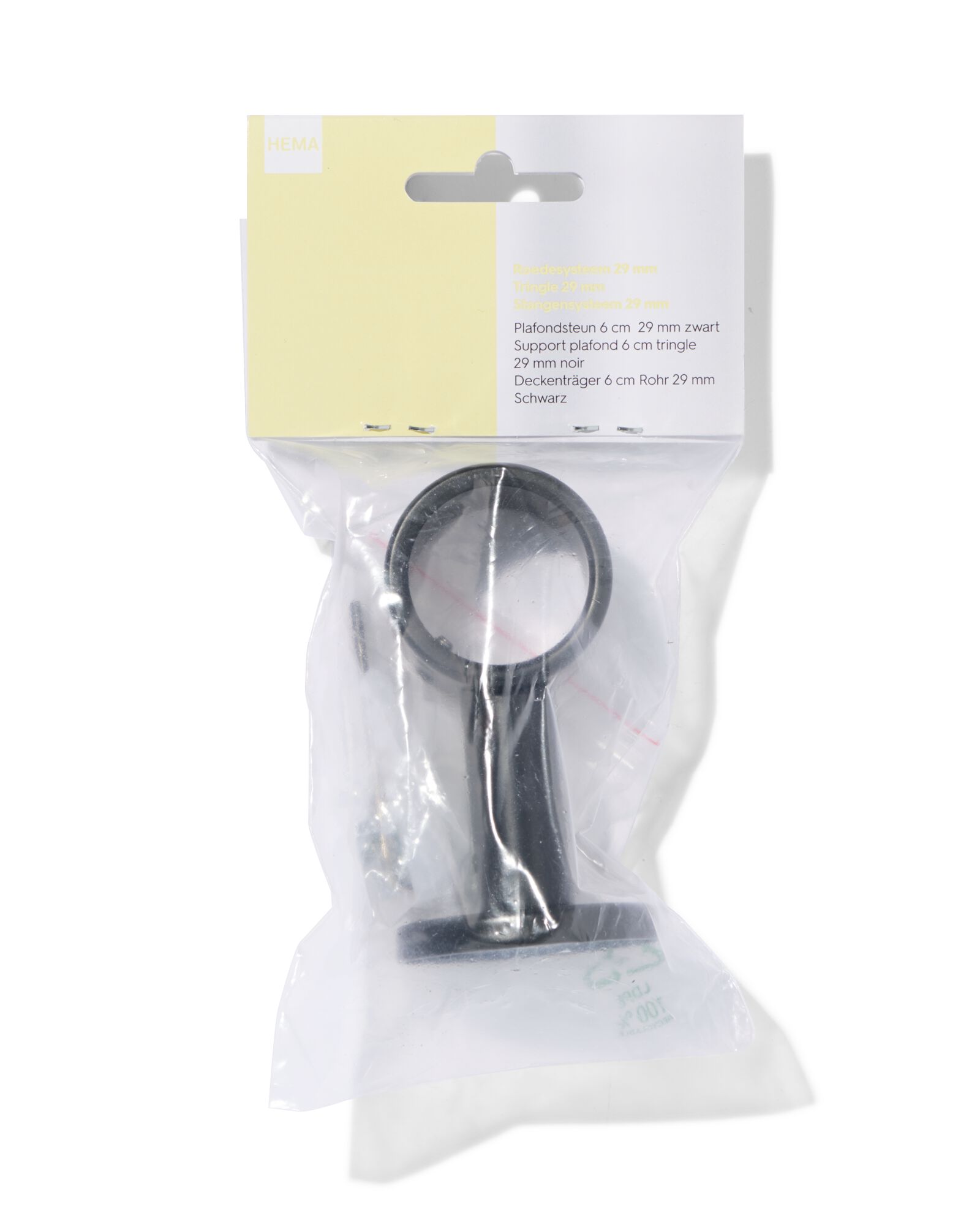 plafondsteun 6cm voor roede 29mm zwart - 7502026 - HEMA