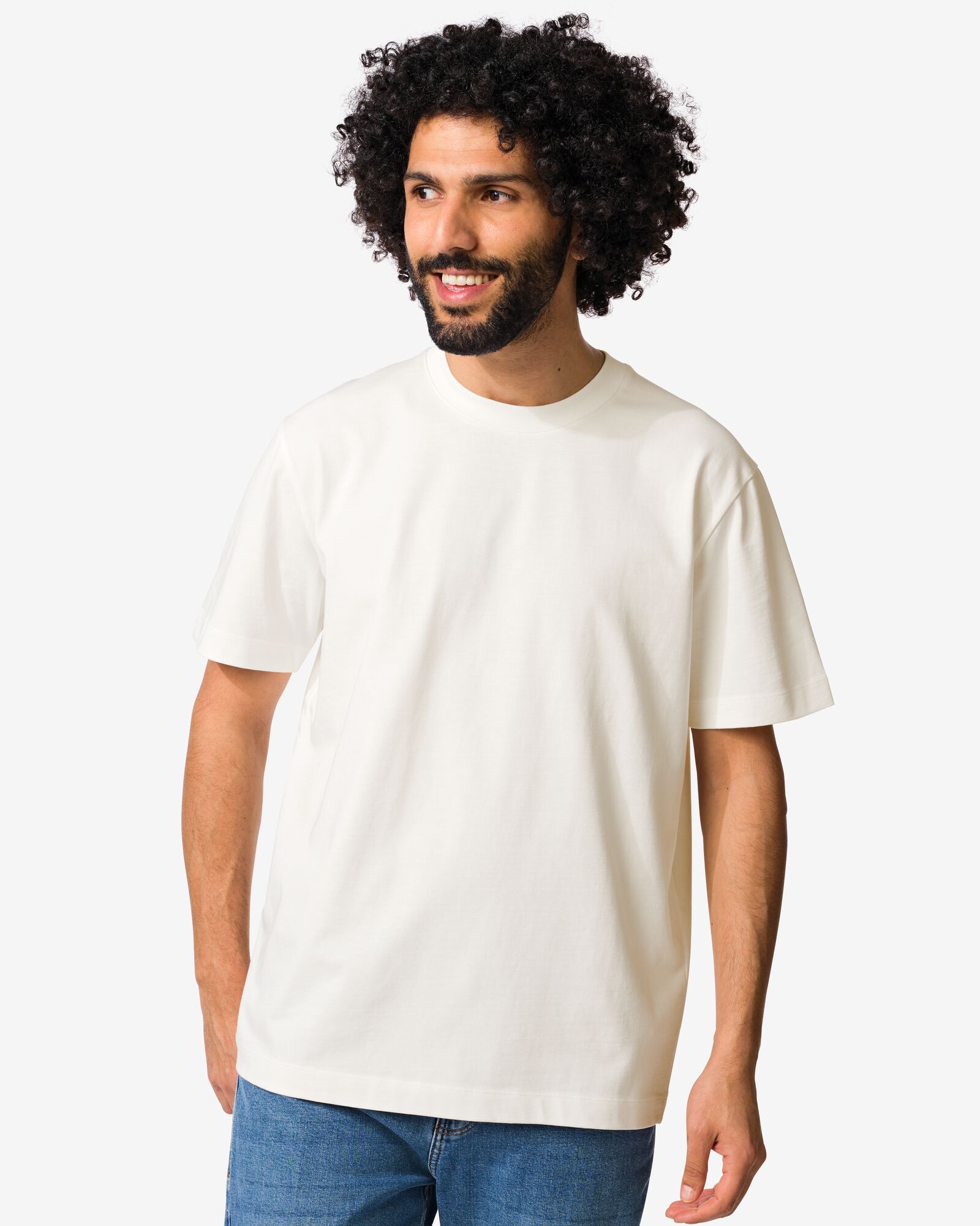 heren T-shirt Elias relaxed fit gebroken wit gebroken wit - 2129830OFFWHITE - HEMA