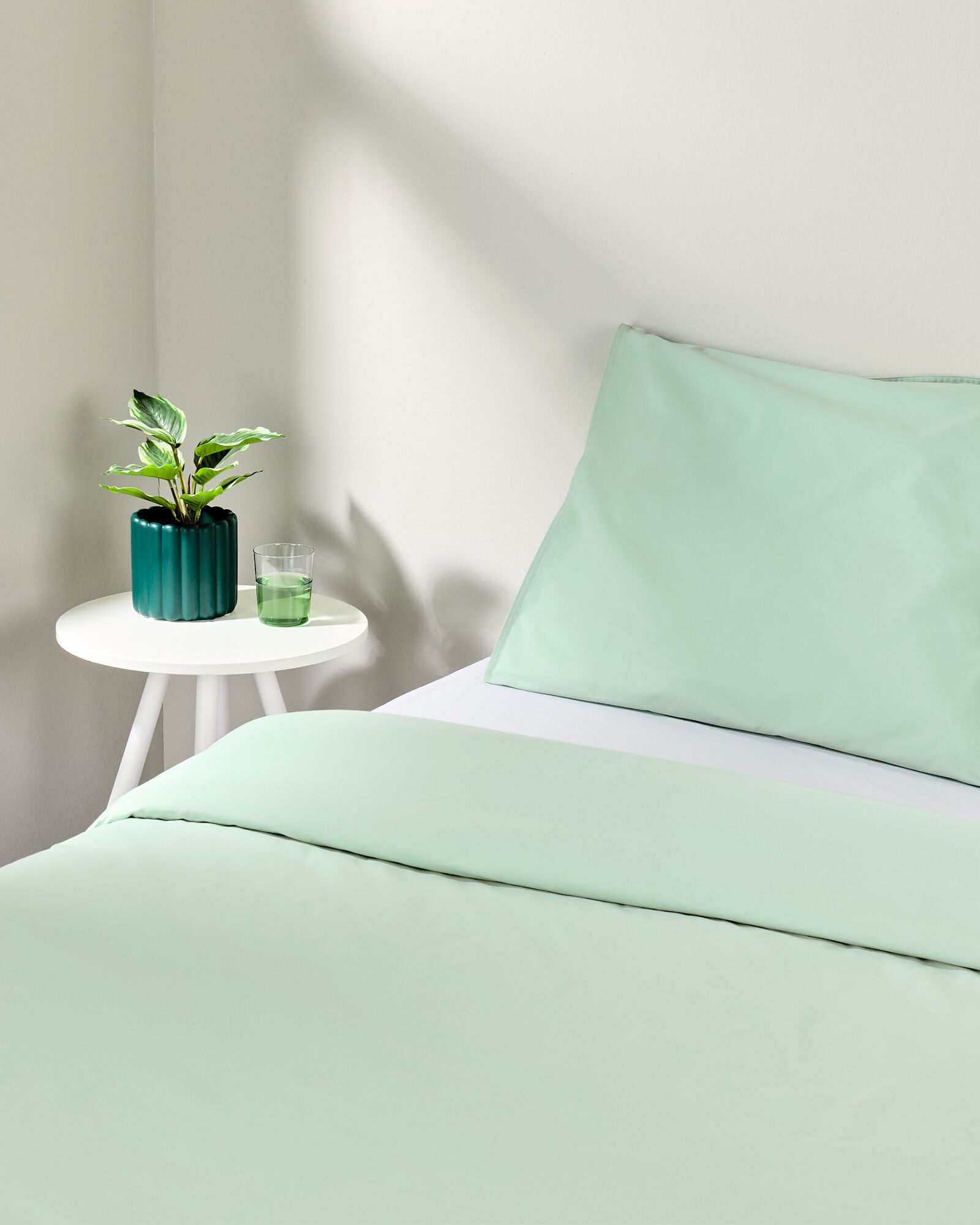 housse de couette 140x200/220 cm percale de coton h&ocirc;tel vert clair - 5750161 - HEMA