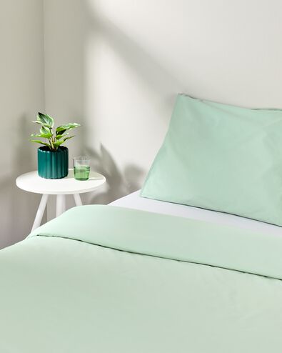housse de couette 140x200/220 cm percale de coton h&ocirc;tel vert clair - 5750161 - HEMA