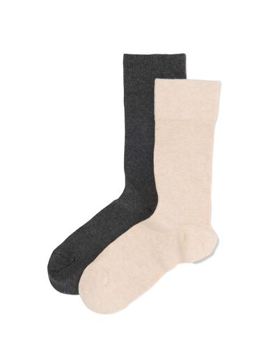 2 paires de chaussettes homme avec coton bio gris chiné 43/46 - 4120102 - HEMA
