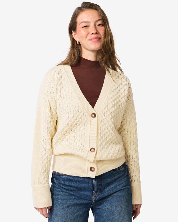 damesvest Viola structuur gebroken wit gebroken wit - 36301350OFFWHITE - HEMA