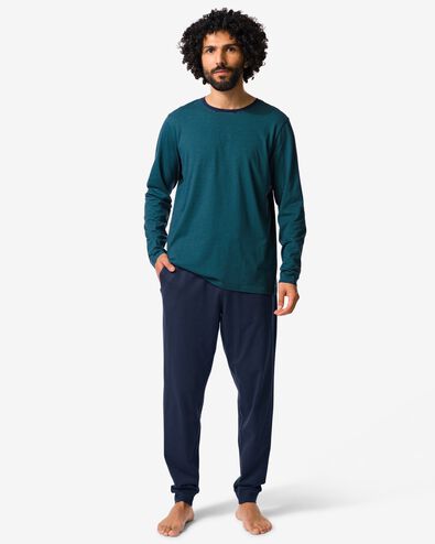 pyjama homme Jesse jersey rayures bleu fonc&eacute; bleu fonc&eacute; - 23686660DARKBLUE - HEMA