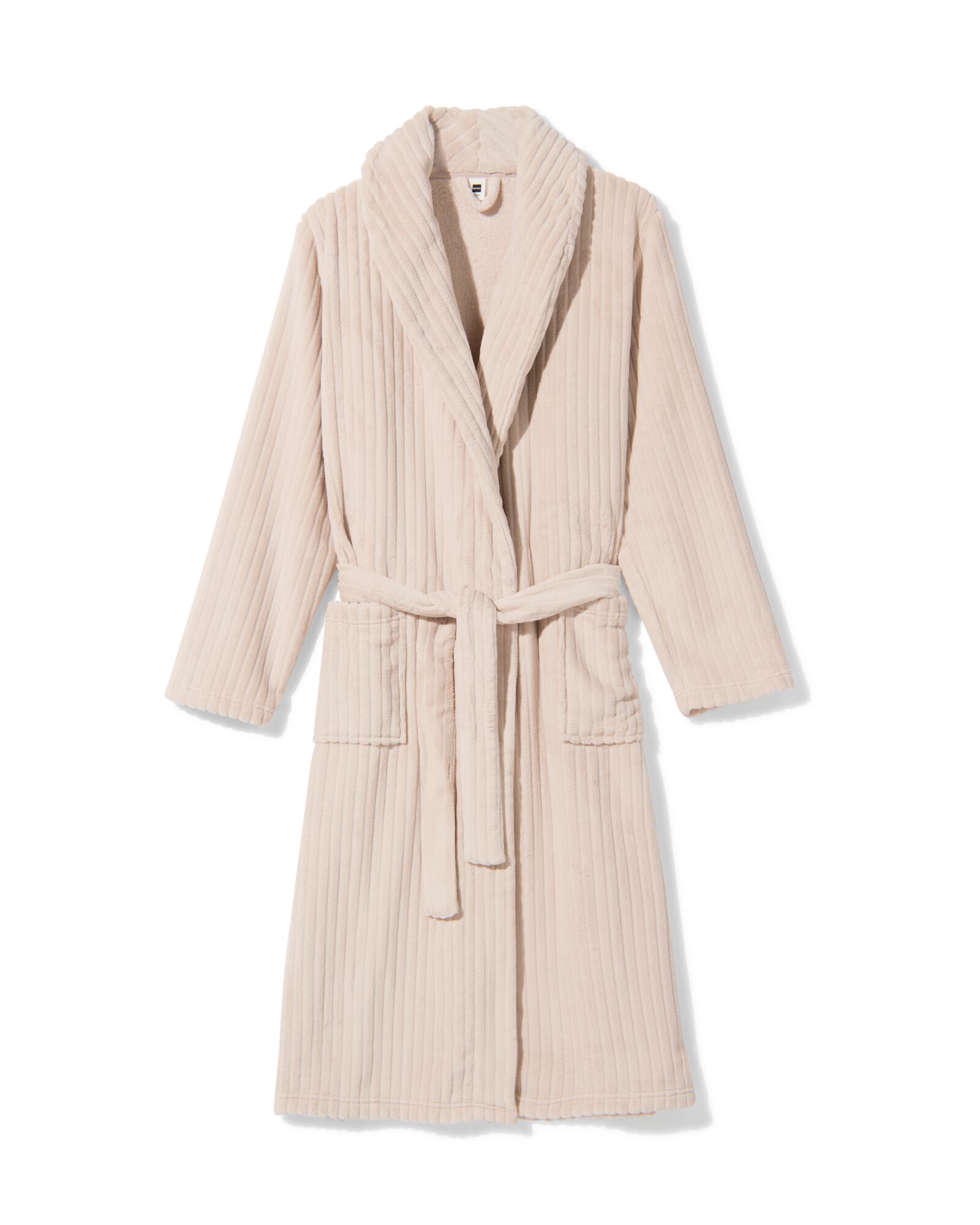 dames badjas rib fleece  beige beige - 23401320BEIGE - HEMA