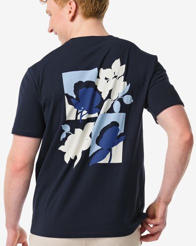 Herren-T-Shirt, mit Rückenaufdruck dunkelblau M - 2115825 - HEMA