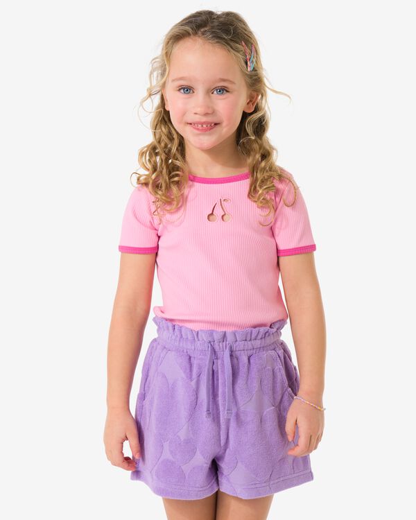 Kinder-T-Shirt, gerippt, Fr&uuml;chte rosa rosa - 30827307PINK - HEMA