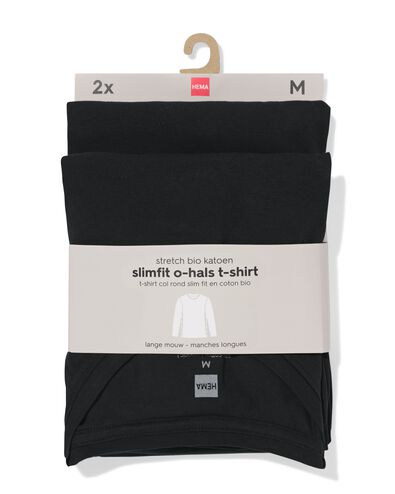 t-shirt homme slimfit col rond manches longues - lot de 2 noir noir - 34290690BLACK - HEMA