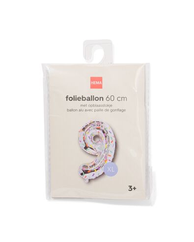 folieballon cijfer 9 60cm confetti - 14260066 - HEMA