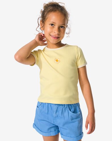 Kinder-T-Shirt gerippt mit Blumen gelb - 30859003YELLOW - HEMA