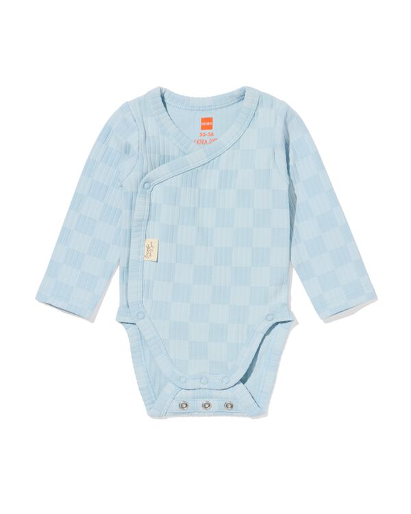 Mitwachsender Newborn-Wickelstrampler, gerippt, kariert hellblau hellblau - 33438020LIGHTBLUE - HEMA