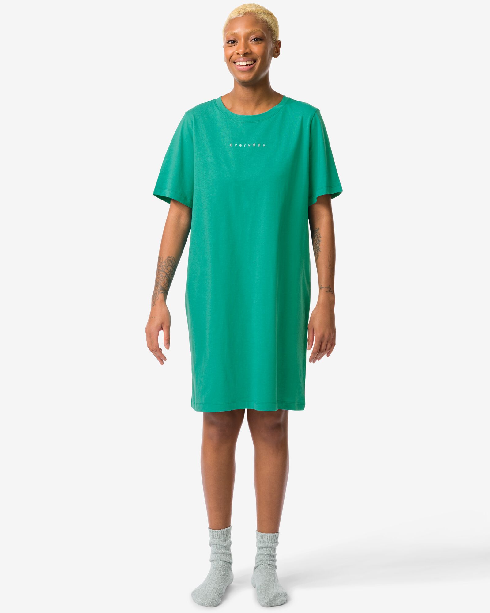 hema chemise de nuit femme coton vert marin (vert marin)