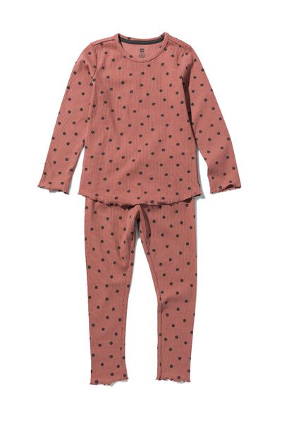 Kinder-Pyjama, gerippt, Punkte braun braun - 1000028388 - HEMA