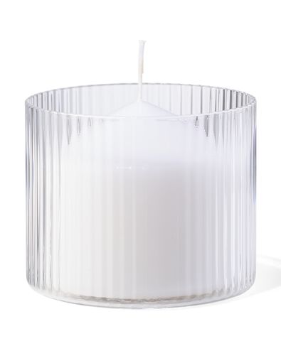 Glas f&uuml;r Duftkerze, ⌀10 x 8,5 cm, gerippt, transparent - 13507524 - HEMA
