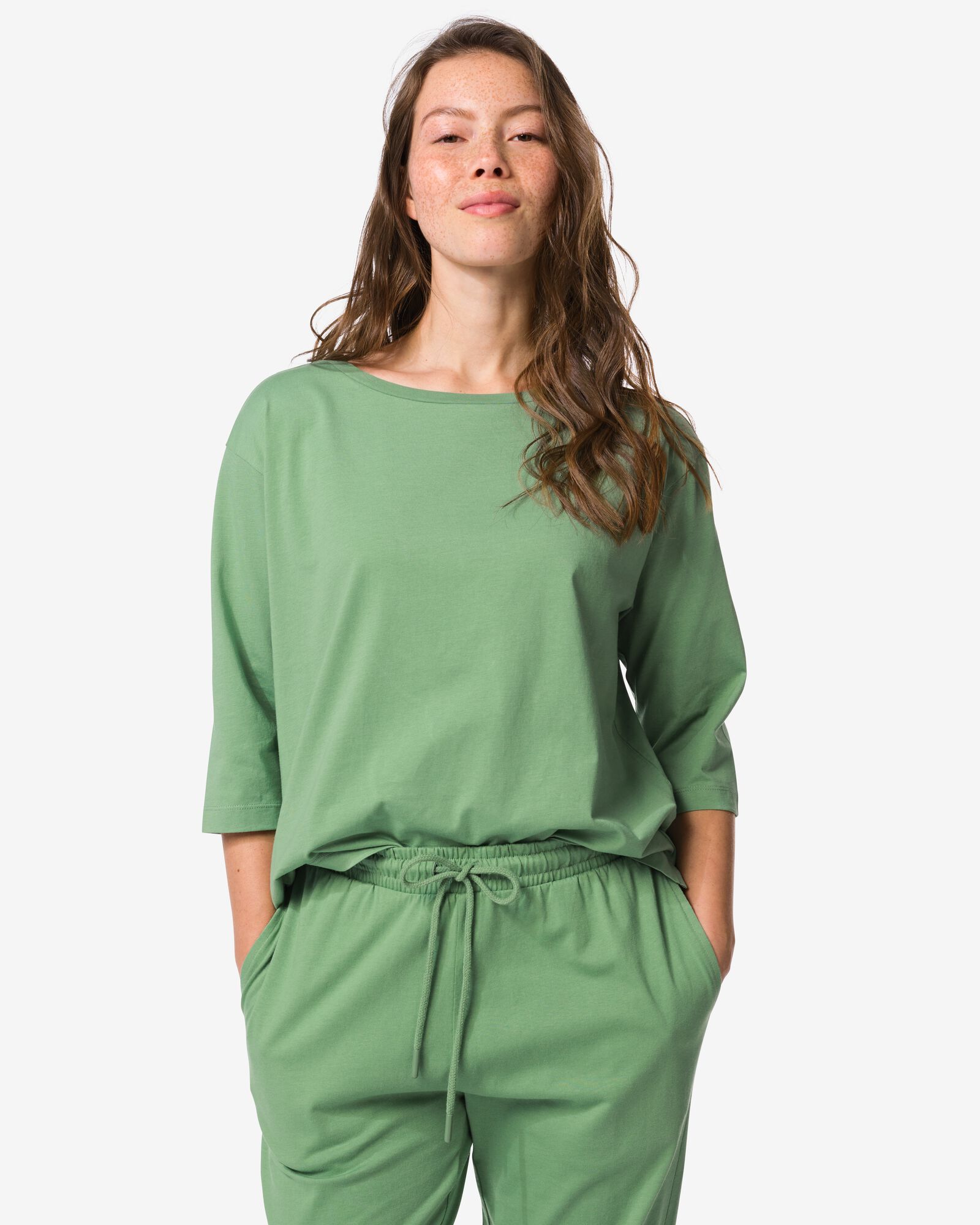 Damen-Pyjamaoberteil aus Jersey gr&uuml;n gr&uuml;n - 23401650GREEN - HEMA