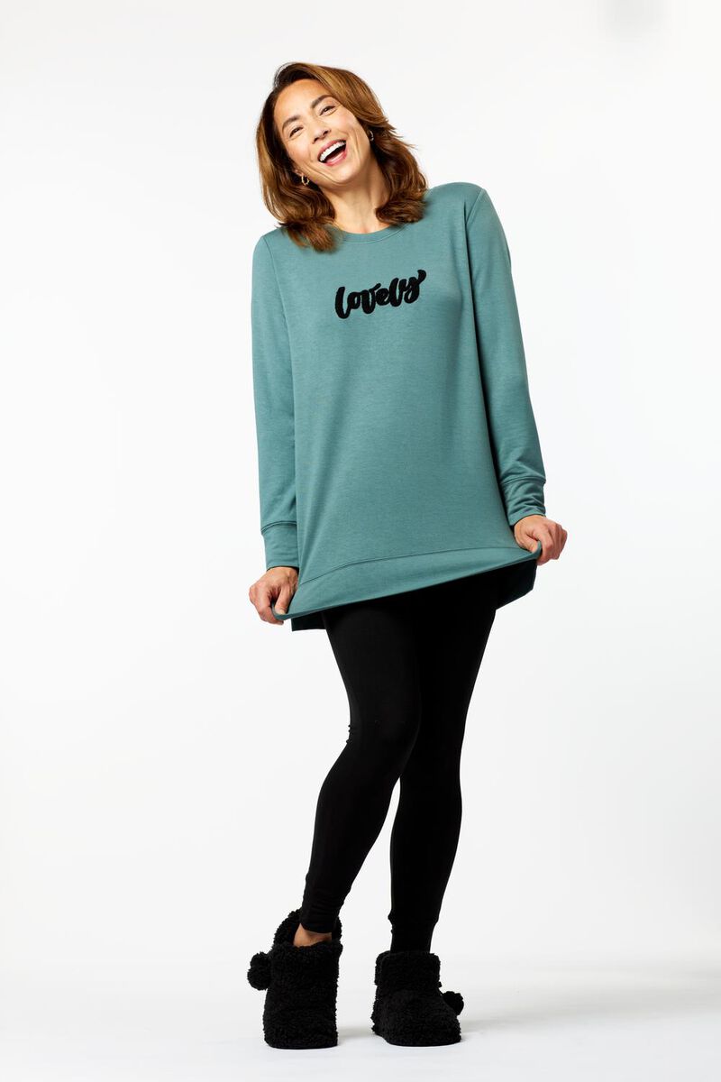 t-shirt de nuit pour femme viscose polaire lovely vert - 1000025106 - HEMA