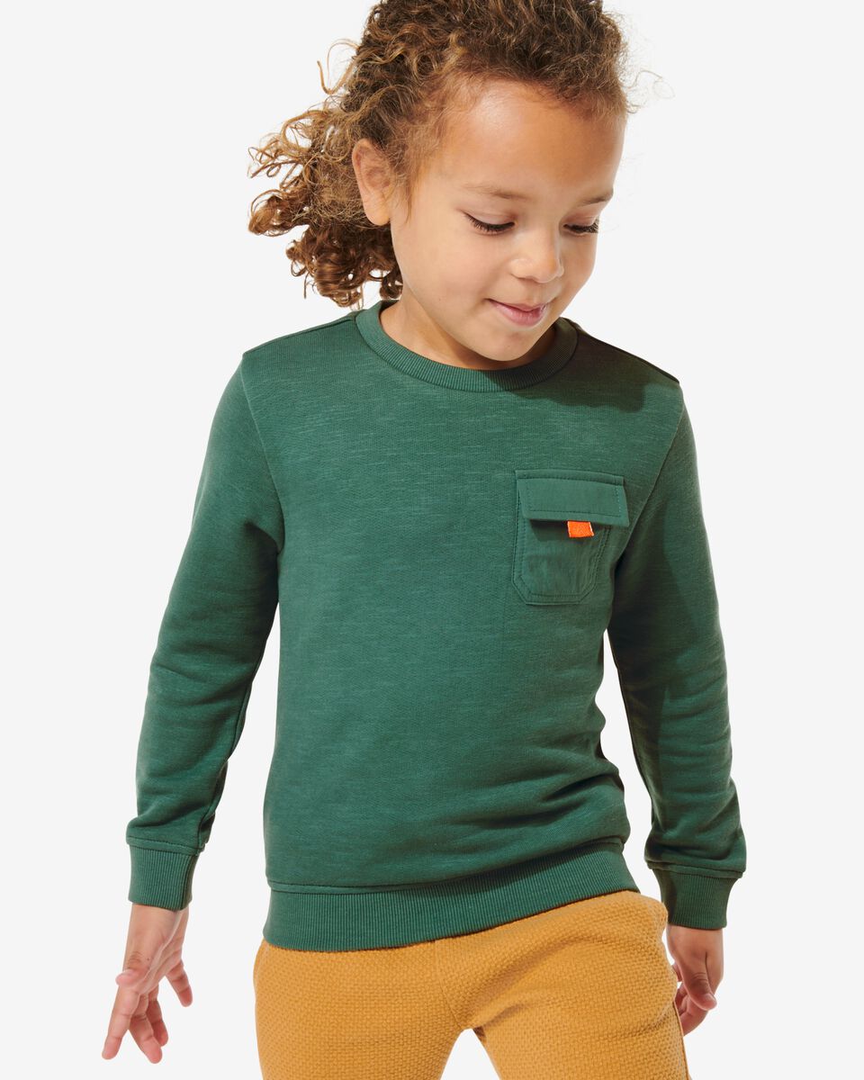sweat-shirt enfant avec poche de poitrine vert 110/116 - 30757653 - HEMA