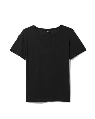 t-shirt femme Evie avec lin noir noir - 36264050BLACK - HEMA