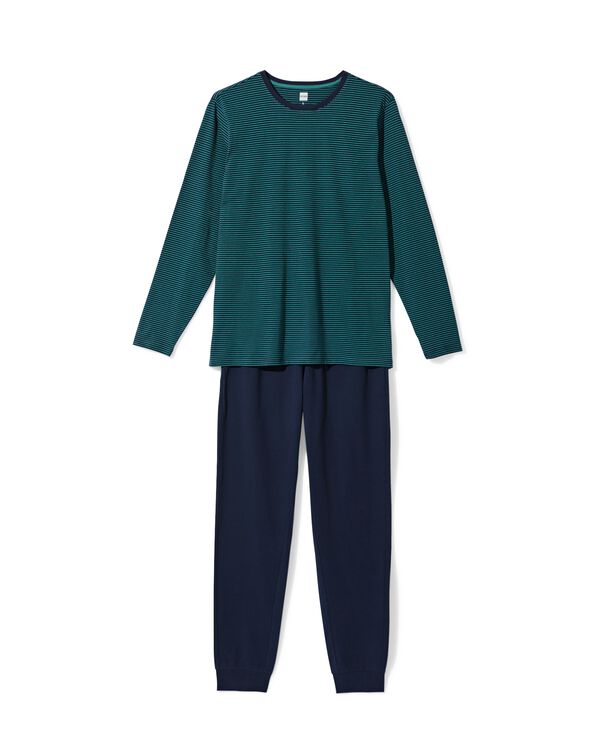 pyjama homme Jesse jersey rayures bleu fonc&eacute; bleu fonc&eacute; - 23686660DARKBLUE - HEMA