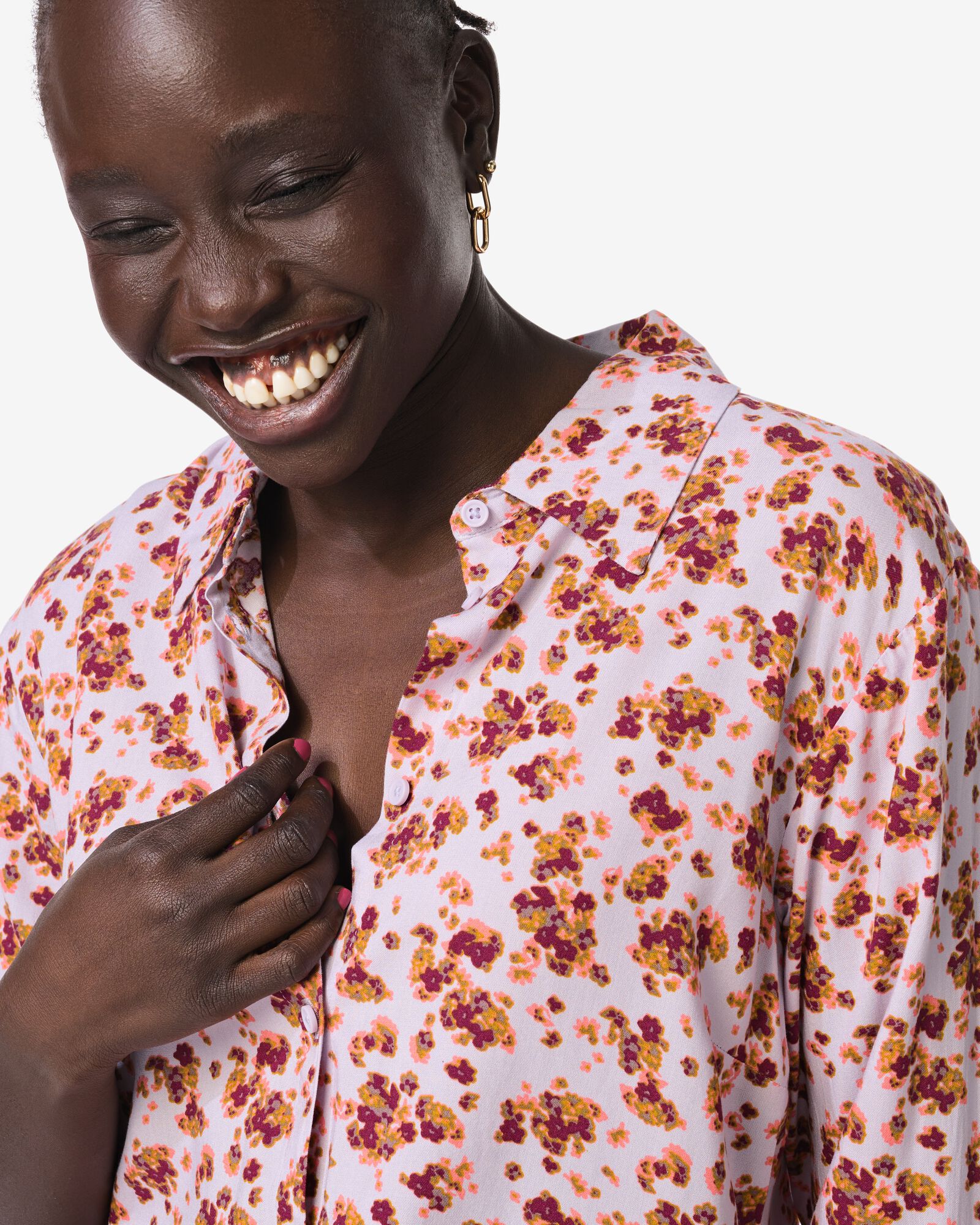 damesblouse Bobbie bloemen lila lila - 36207640LILAC - HEMA