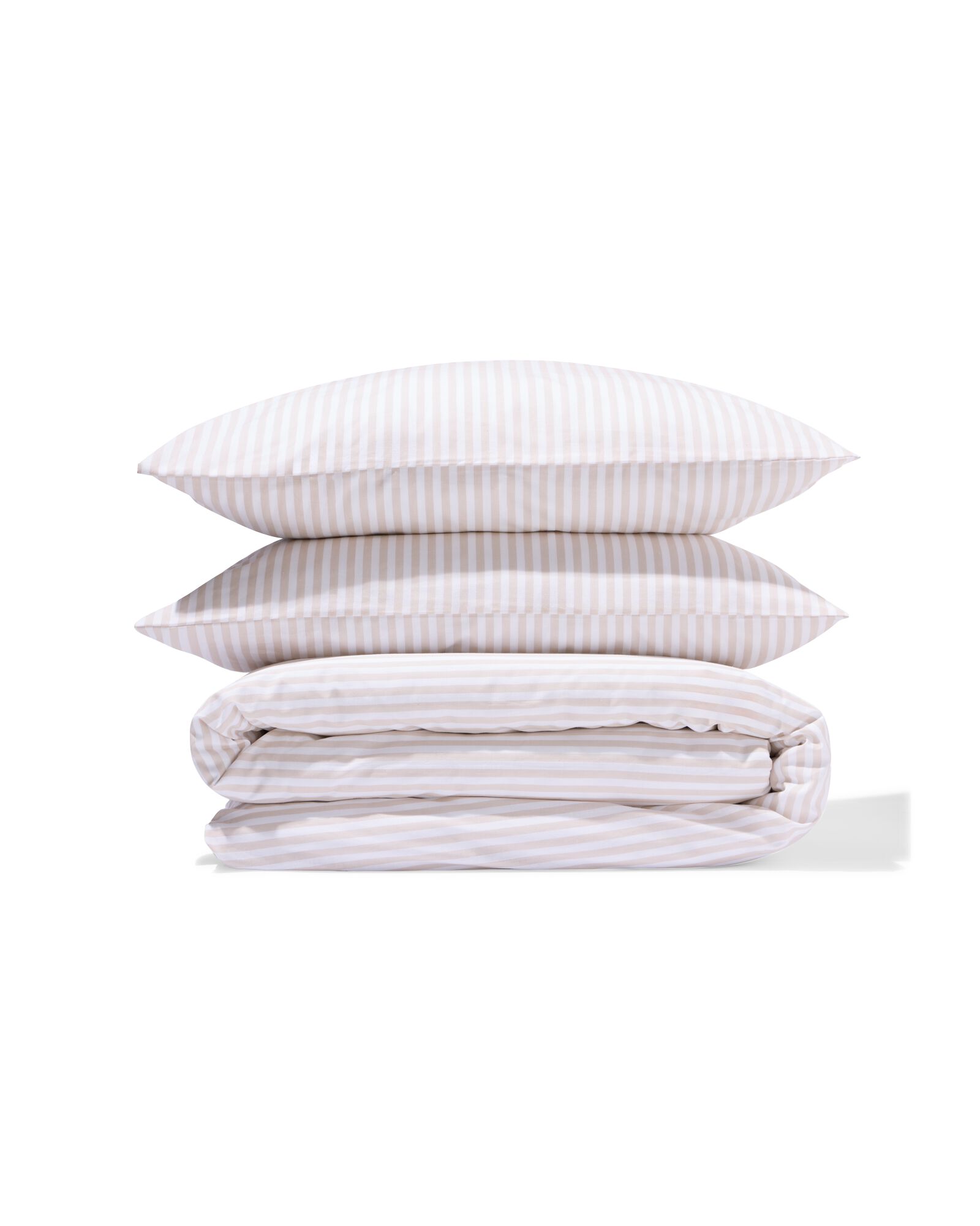 Bettbezug 200 &times; 200/220 cm weiche Baumwolle Streifen Beige - 5750135 - HEMA