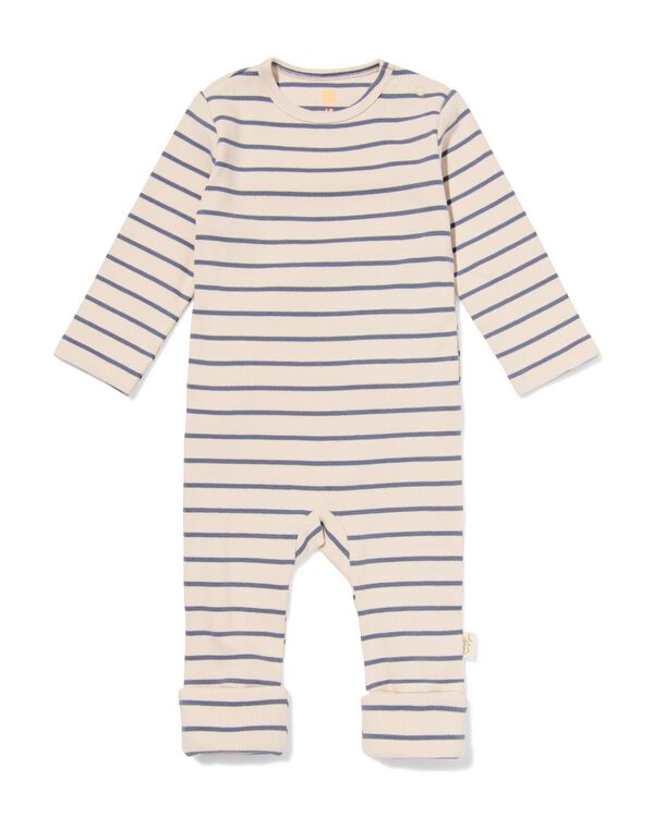 Newborn mitwachsender Strampler, gestreift ecru ecru - 33439620ECRU - HEMA