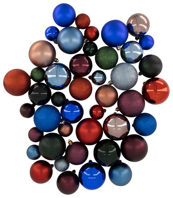 44 boules de noël en plastique recyclé de couleur - 25130163 - HEMA