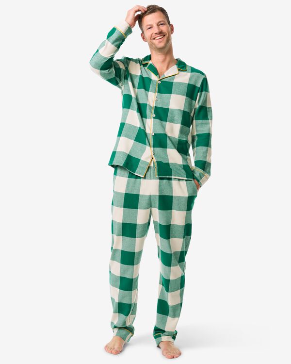 Pyjama pour adultes en flanelle carreaux War Child vert vert - 23601640GREEN - HEMA