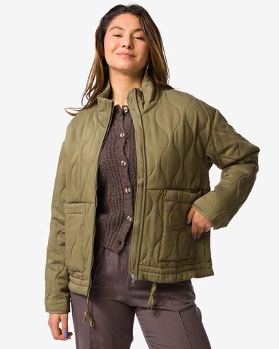 damesjas Jina gewatteerd donkergroen donkergroen - 36207430DARKGREEN - HEMA