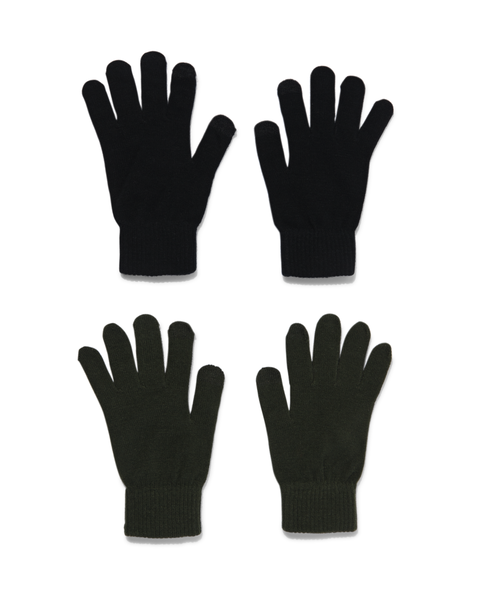 2-pak herenhandschoenen  touchscreen zwart zwart - 1000020395 - HEMA