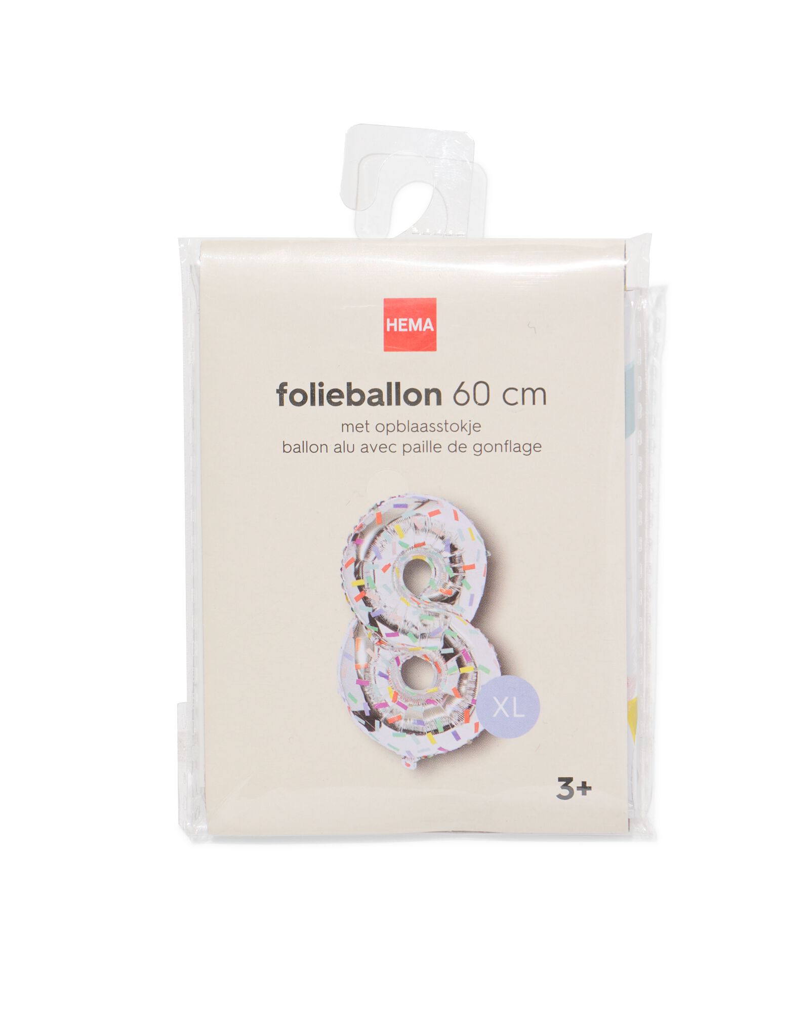 Folienballon Zahl 8, 60 cm, Konfetti - 14260065 - HEMA