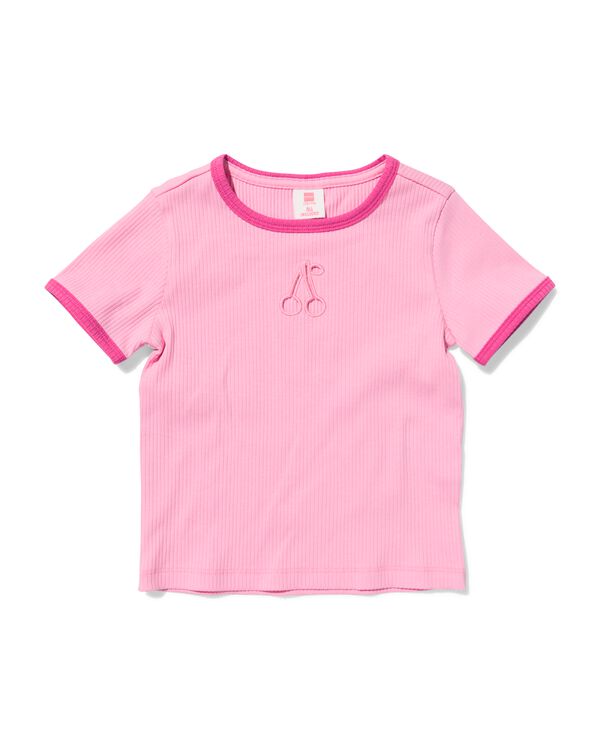 kinder T-shirt rib fruit roze roze - 30827307PINK - HEMA