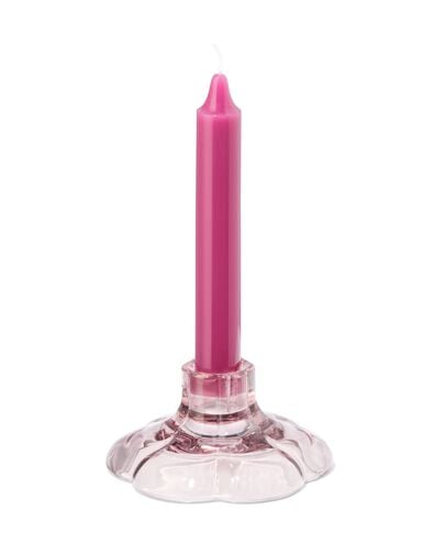 bougeoir 9,7x5cm verre fleur rose - 13325037 - HEMA