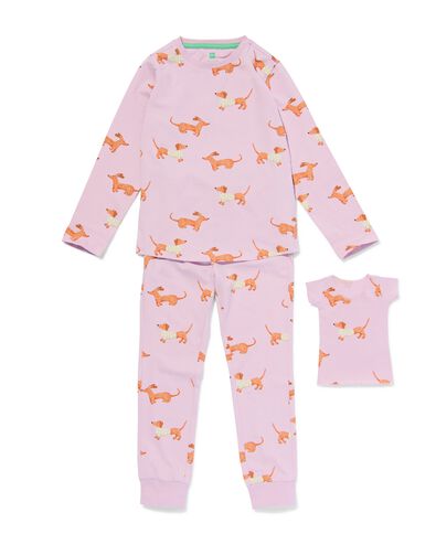 pyjama en coton extensible avec chiens et pyjama pour doudous pour enfant lilas - 23050040LILAC - HEMA