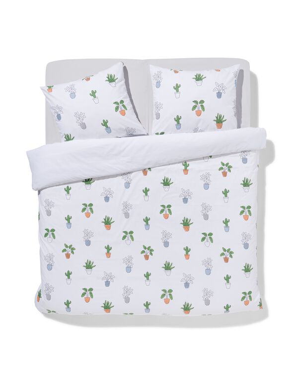 housse de couette coton doux 240x200/220 plantes blanc - 5790208 - HEMA