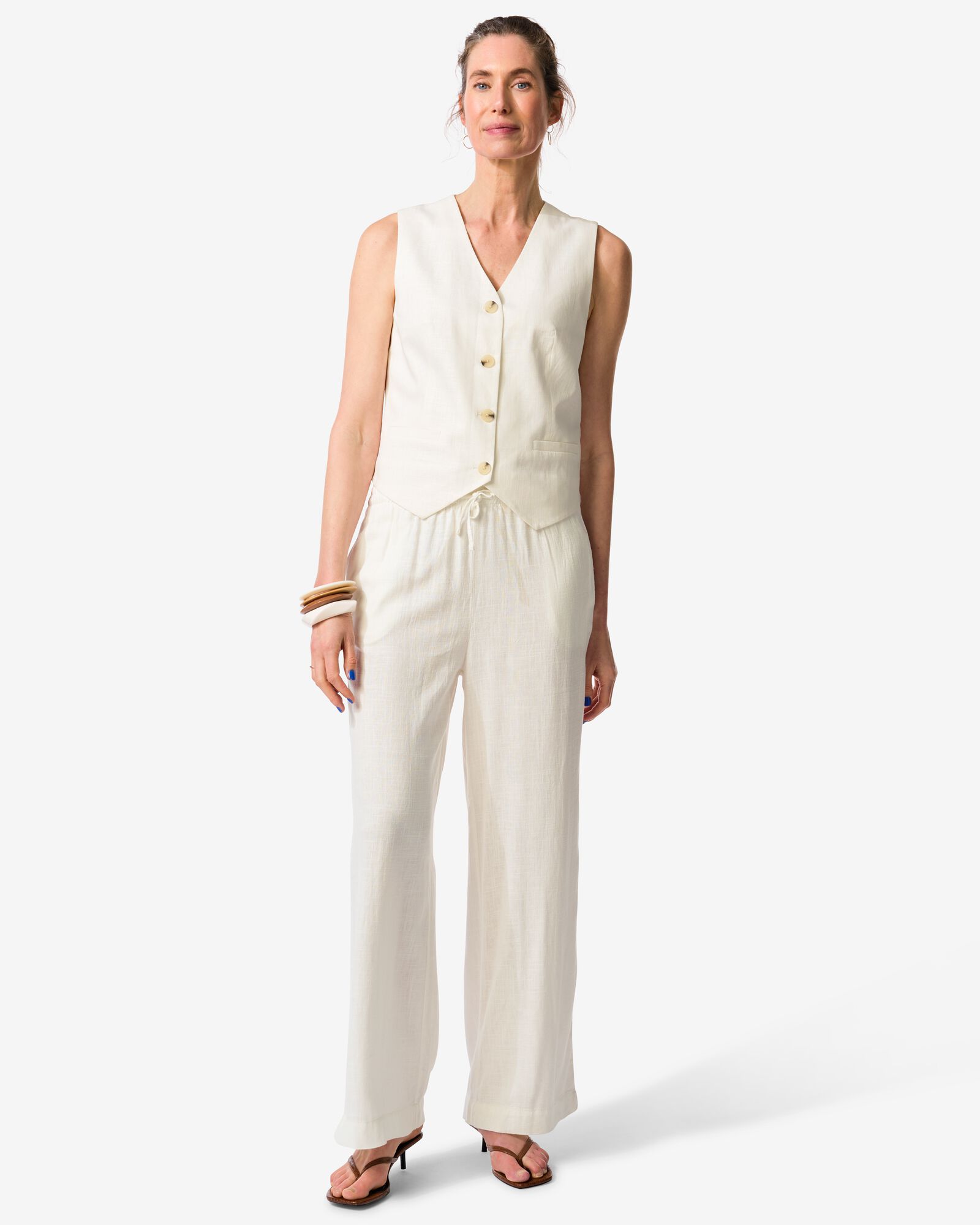 pantalon femme Tatum coupe droite blanc blanc - 36208680WHITE - HEMA