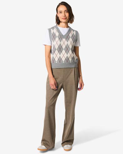 pantalon pour femme Willa jambes larges &agrave; carreaux marron - 36204760BROWN - HEMA