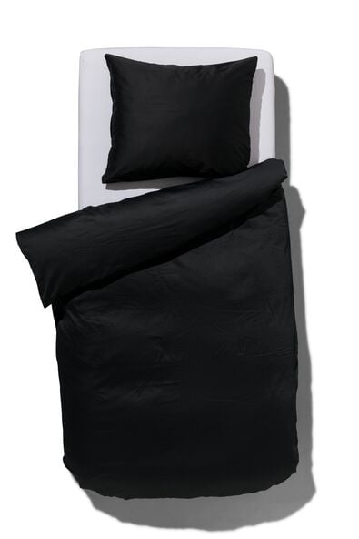 housse de couette 140x200/220 cm satin noir - 5790273 - HEMA
