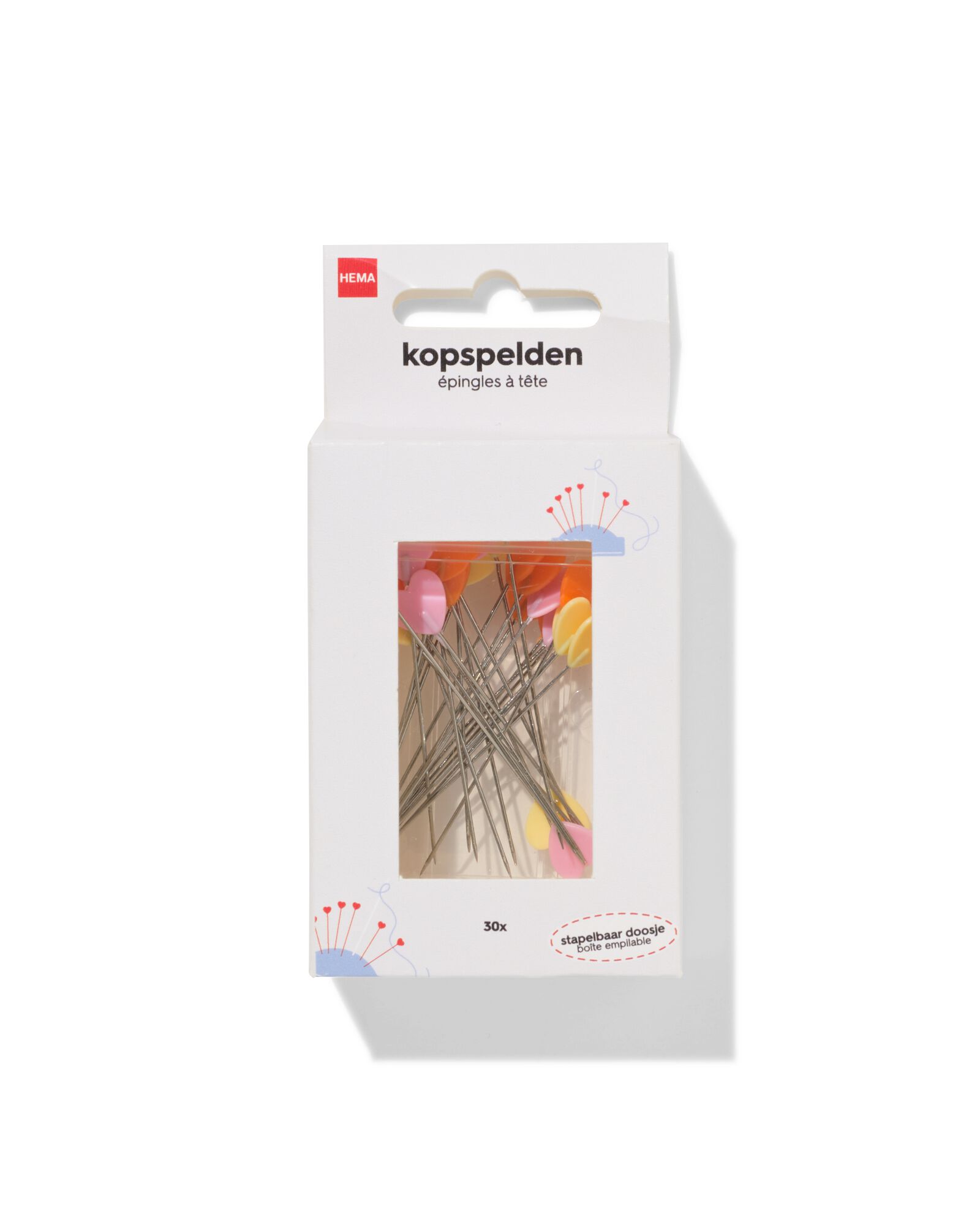 spelden 55mm hartvorm - 30 stuks - 1400263 - HEMA