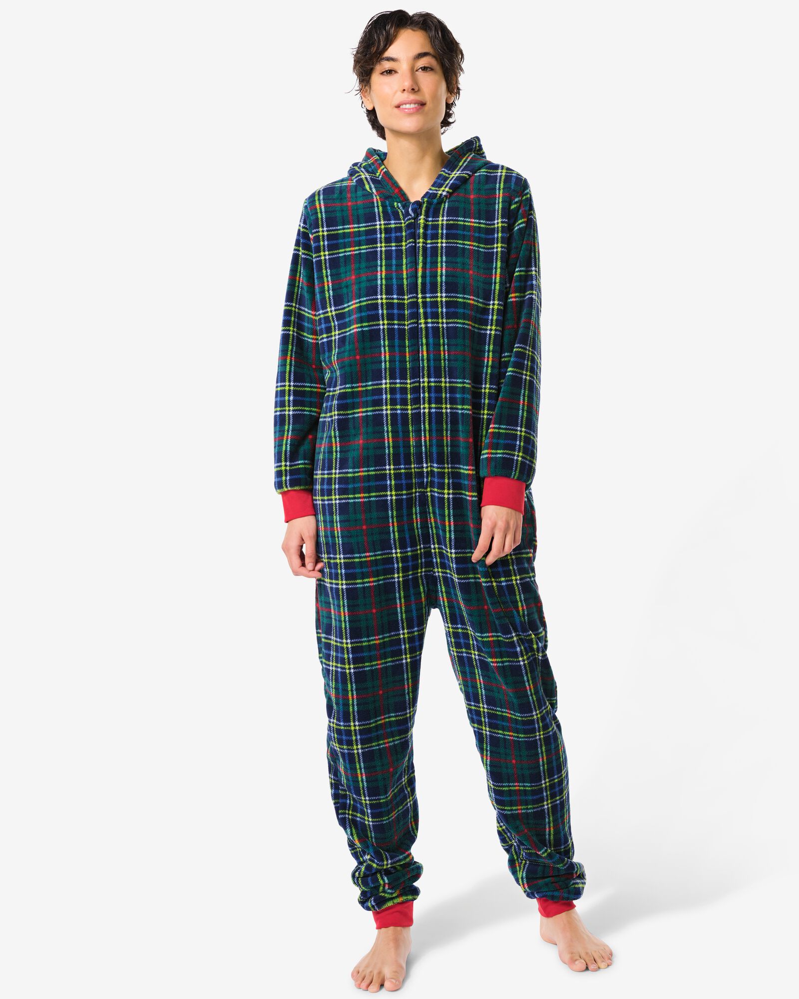 War Child onesie voor volwassenen ruiten donkerblauw - 23400535DARKBLUE - HEMA