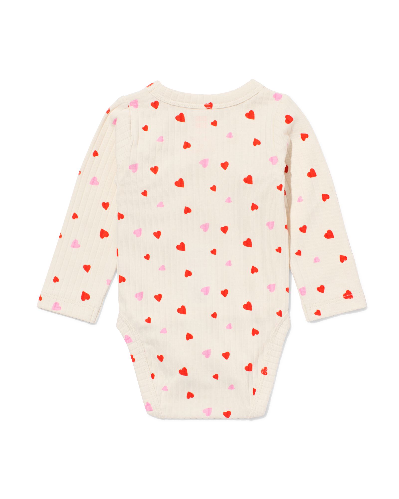 newborn meegroei overslag body rib hartjes  ecru ecru - 33429820ECRU - HEMA