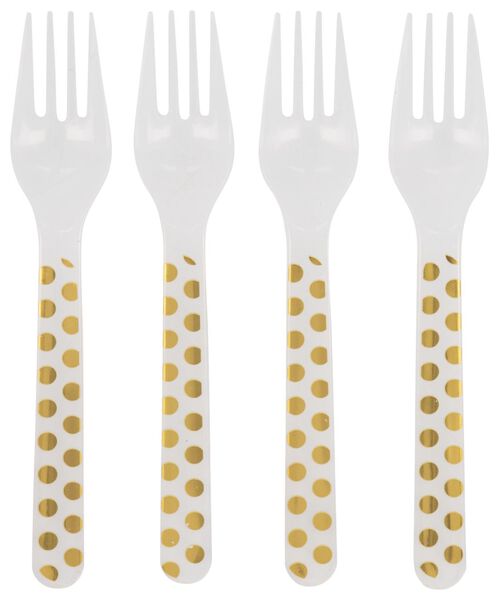 plastic vorken herbruikbaar - gouden stippen - 4 stuks - 14200396 - HEMA