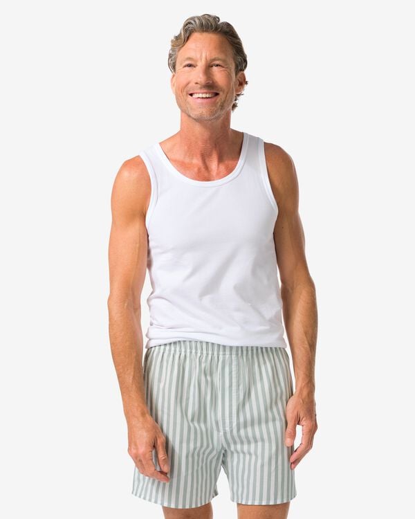 losse herenboxer strepen donkergroen donkergroen - 19190401DARKGREEN - HEMA