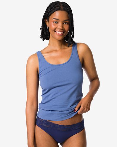 damesstring naadloos micro met kant donkerblauw donkerblauw - 19601734DARKBLUE - HEMA