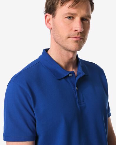 herenpolo Denton piqu&eacute; felblauw felblauw - 2140330BRIGHTBLUE - HEMA