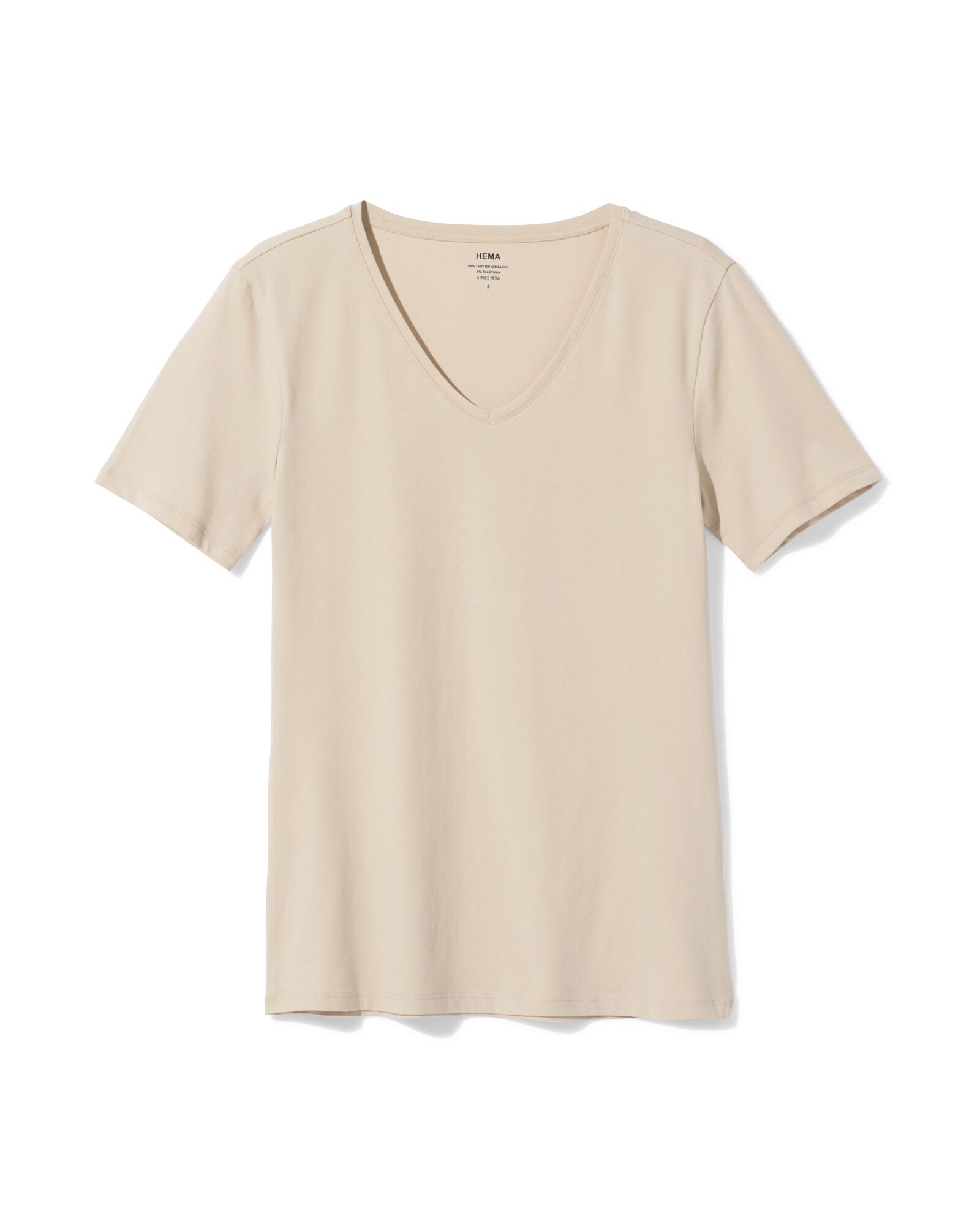 Damen-T-Shirt, enge Passform, V-Ausschnitt sandfarben sandfarben - 36310960SAND - HEMA